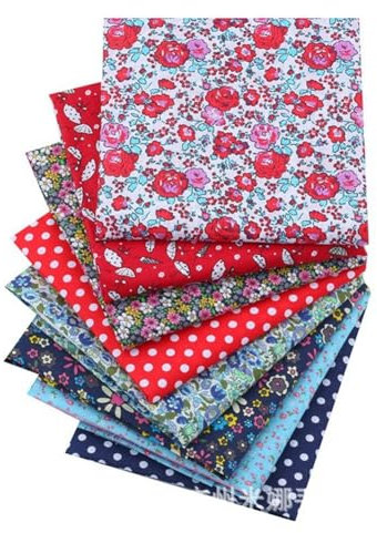 BrightGlow 8 Stück 25 * 20cm Baumwollstoff Stoffpakete 100% Baumwolle Quiltingstoff Bündel ZUN Nähen DIY Handwerk Patchwork Stoffe Baumwolltuch Quilting Stoffreste Rot und Blau