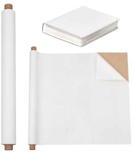 OLYCRAFT 100x40cm Selbstklebender Notizbuch Bindestoff Weißer Buchumschlag Samtstoff Mit Papierrücken DIY Notizbuch Stoff Schutzhülle Für Notizbuch Bindung Scrapbooking Album DIY