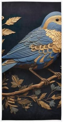 Vogel mit goldenen Blättern Handtuch, Badetücher für Badezimmer, 38,1 x 76,2 cm, dekorative Handtücher