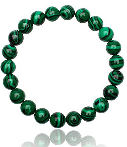 Unique Gems Bouddha Bracelet de perles Malachite 8mm pierre naturelle pour la hommes extensible 20cm à 23cm