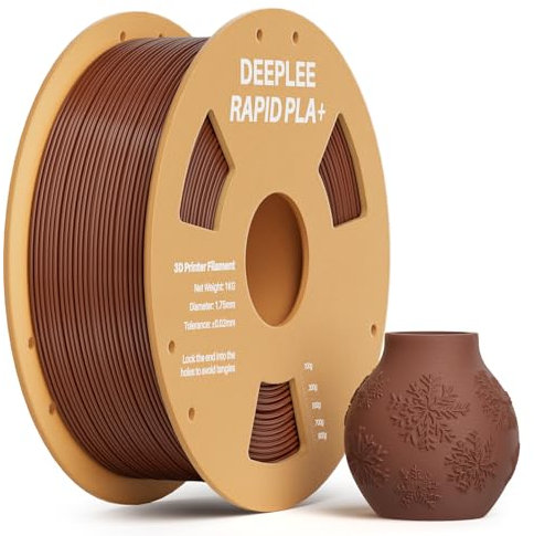 DEEPLEE Rapid PLA Plus Filament 1.75mm, High Speed 3D Drucker Filament up to 600mm/s, PLA+ Filament Maßgenauigkeit +/- 0.02 mm für die meisten FDM 3D Drucker, Braun 1KG