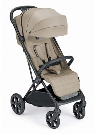 CAM Off-Road Air Kinderwagen | Geländegängiger Buggy mit Einhand-Faltmechanismus | Leicht & Kompakt ab Geburt | Design mit Kunstleder (Beige)