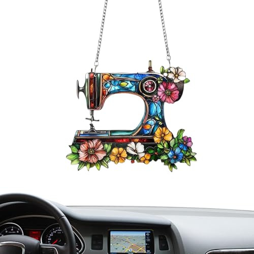 Sewing Machine Christmas Decoration - Acrylic Sewing Ornament, Home And Tree Decor Pendant, Small 2D Sewing Machine Pendant | Multi Purpose Wall Pendant, Sewing Craft Decoration For Doors And