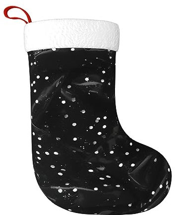 HJLUUFT Weihnachtsstrümpfe mit Glitzer-Druck, 45,7 cm, Schwarz / Weiß