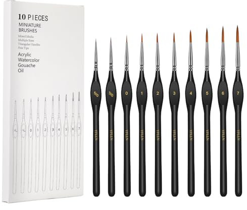 Kit de pinceles de pintura en miniatura, pinceles de pintura de detalles finos, juego de pinceles profesionales para arte, acuarela, óleo, acrílico, modelos de manualidades, pintura rupestre (negro)