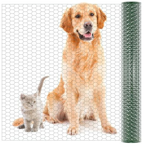 SUBTLETY 20㎡ Absperrzaun Metall Maschendrahtzaun Geflügelnetze Hühnerzaun Maschendraht Netz Nutztierzäune Aufgerollter Gitterschutzzaun Sicherheits Hühnernetz für Garten Camping Ranch