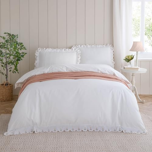 furn. Wylder Nature Florrie Embroidered Cotton Duvet Set - Peach - Single