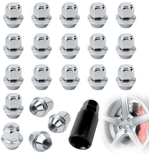 UVVRUR 20 dadi per ruota cromati per dadi chiusi a 60° M12 x 15 per la maggior parte delle Ford Fiesta Focus Fusion (B-M12 x 1,5, argento)
