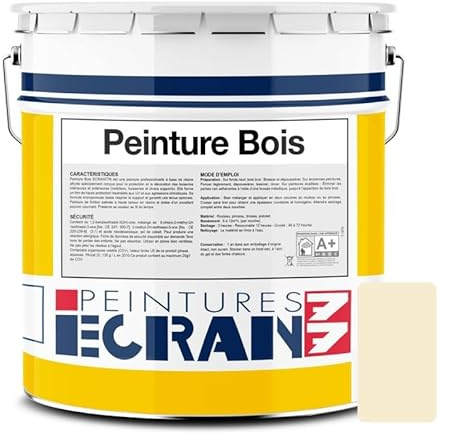 Peinture bois professionnelle, satin, peinture opacifiante, sans odeur, protège, décore, intérieur, extérieur ECRAN77 5 litres