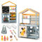 RELAX4LIFE 3 in 1 Cucina Giocattolo per Bambini in Legno, Set di Grill per Barbecue con Griglia, Forno e Lavagna, Gioco Negozio con 12 Accessori, 75 x 34 x 111 cm