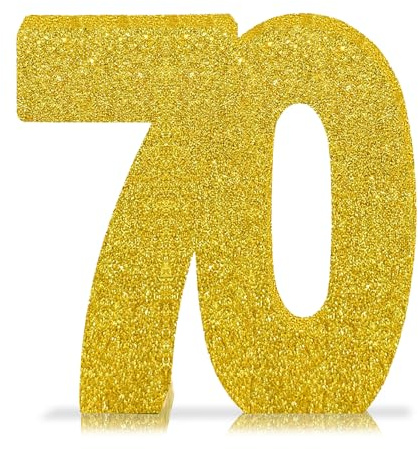 Number 70 Glitter Table Decoration Centrepiece Gold,70th Birthday Table Decorations for Women Men,20cm Sparkly 70 Sign Table Number Topper for Birthday Wedding Anniversary Table Decorations