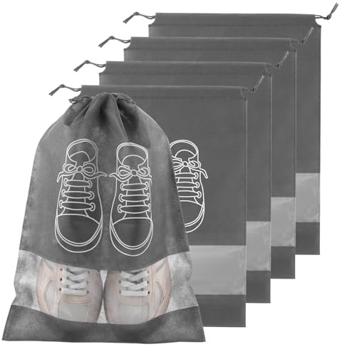 Hpmjz 5 Stück Große Kordelzug Schuhbeutel Schuh-Aufbewahrungstaschen | Staubdichte, Verpackung-Organizer, Reise, Schuh Stoff-Beutel, mit Transparentem Schlitz, für Schutz