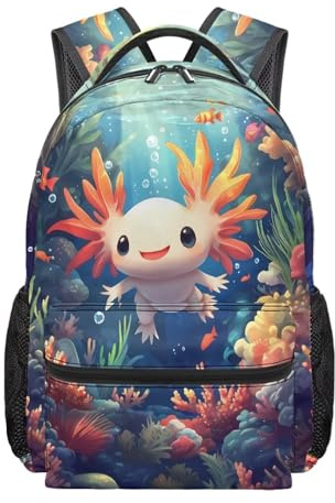 NETILGEN Schulrucksack Große Kapazität für Mädchen Teenager Bookbag Laptop Rucksäcke Outdoor Reise Schulrucksack Mochilas, U-Boot Axolotl