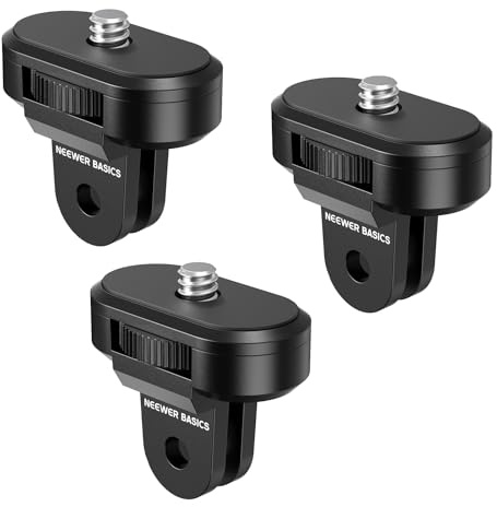 NEEWER Stativ Mount Adapter kompatibel mit Insta360 DJI OSMO 360 Pocket 3 Action Cam, 3er Pack Stativadapter Halterung für POV Videoaufnahmen, 1/4-20 auf 2 polige Konvertierungsschraube Zubehör GP-92