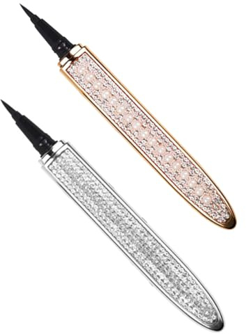 EPIGEIST Self-adhesive Eyeliner Pencil with False Eyelashes, 2pcs Pearl Rose Gold Glitter Waterproof Eye Beauty Pens for Quick Dry Makeup, Suitable for Women Daily Use and Special Occasions