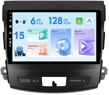 MISONDA Autoradio 2 DIN 6G+128G Android 15 Radio Coche para Mitsubishi Outlander 2008-2015 Cámara y micrófono Gratis Soporte Control del Volante 4G WiFi Dab Carplay DSP RDS BT5.0 FM