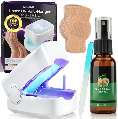 SÚPER Dispositivo ONLYNDS® PREMIUM Limpieza Laser para Eliminar Hongos Uñas Pies + ACEITE Esencial + PARCHES para hongos + Lima | Dispositivo CERTIFICADO Láser Hongos Uñas 460nm Luz Azul CONTRA Hongos