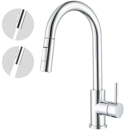 AICA Wasserhahn Küche, küchenarmaturen chrom, Ausziehbar 360° Drehbar, Hochdruck Mischbatterie mit 27 Zoll Flexschlauch, Einhand-Spültischarmatur für Küche