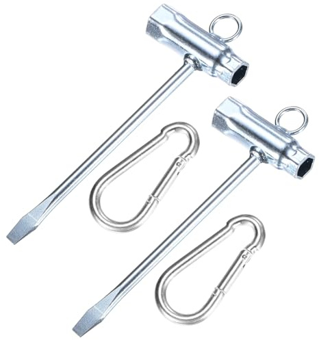 M METERXITY 1 Set Chainsaw Wrench, 2 Pack 13 by 19mm(1/2 x 3/4 Inch) t Wrench Spanner Tool with 2 Spring Hooks for Chainsaw Maintenance/Tighten Screws/Replace Spark Plugs