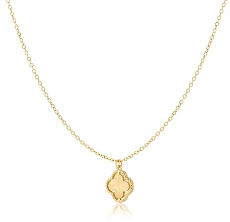 XELLENZ - Halskette Damen Gold - Kette mit Kleeblatt Anhänger, Wasserfester Schmuck - Geburtstagsgeschenk für Frauen & Freundin - Elegante Goldkette Damen als Glücksbringer
