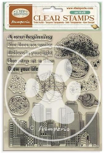 Stamperia - Acrylic Stamp for Scrapbooks, Albums, Cards, Bullet Journals and More, Transparent, Long Lasting, Easy to Clean, Perfect for Crafts and Gifting (A New Beginning)