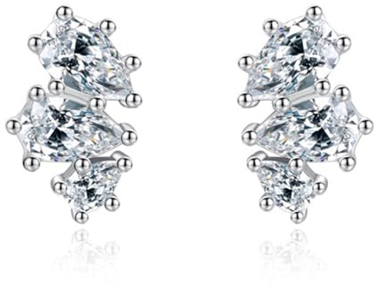 RDSGYZ Ohrstecker Weißgold 750 585 375 Echtgold mit Moissanit, Damen Ohrringe 3 Steine mit Tropfen Moissanite Hochzeit Ohrstecker für Allergiker