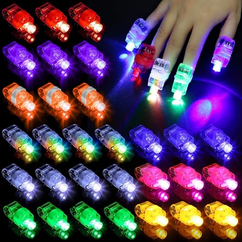Kronabelle 150 luces LED de dedo, 9 modos de color, linternas de dedo, juguetes de anillo de dedo iluminados a pilas, mini lámparas de dedo para espectáculos de conciertos rave, suministros de fiesta