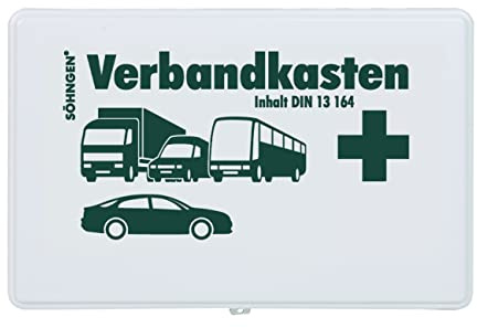 Söhngen KFZ-Verbandkasten mit Füllung Standard DIN 13164 (Erste-Hilfe Box für ihr Auto, in Kunststoff, weiß) - 3004036