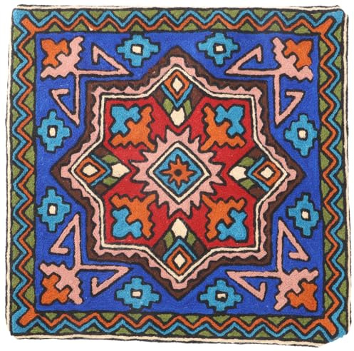 Kelim Kissenhülle `Kaschmir`, bestickter Kissenbezug, Dekokissen, Muster 28 | Traditionelles Design, erdige Farben, 50% Wolle, 50% Baumwolle, Handwäsche empfohlen, einzigartig in jedem Stück.
