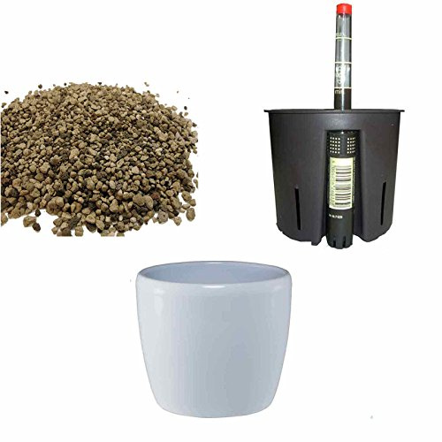 Set´s für Erdpflanzen Set4 Blumentopf Venus weiß 13/12 Ø 16cm H 14cm+KT+WA+LZ