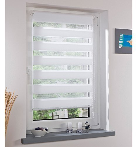 Liedeco Duo Rollo weiß Klemmfix, Doppel-Rollo ohne Bohren mit Klemmträger 80 cm x 160 cm (B x L) (4)