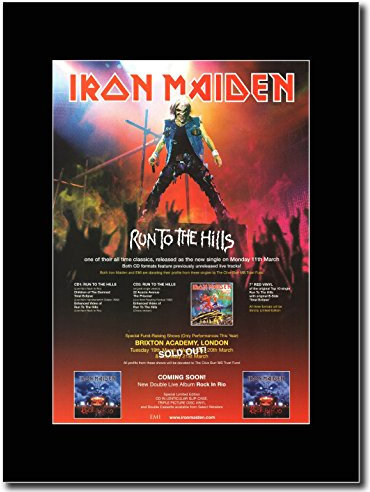 gasolinerainbows - Iron Maiden - Run to the Hills - Matted Mounted Magazine Promotional Artwork on a Black Mount