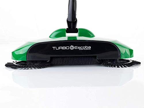 Turbo Smart Sweeper - Escoba giratoria de triple cepillo con movimiento giratorio a 360°, inalámbrica, sin corriente y sin ruido. Escoba de mano