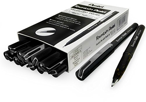 Pentel Disposable Fountain Pen – JM20 – Marbleized Gold and Black Barrel – Black Ink – Box of 12