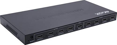 PremiumCord 4K HDMI Splitter 1-8 Port mit Netzteil, Metallgehäuse, Video Auflösung 4Kx2K 2160p UHD, Full HD 1080p 60Hz, Farbe schwarz