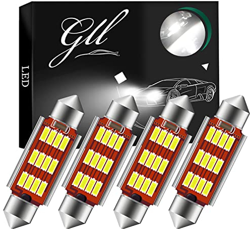 GLL 41MM C5W LED Bulbs 12V/24V 6418 Festoon Bulbs 4014 12 SMD 400 Lumens 6500K for Car Dome Lights License Lights Trunk Lights