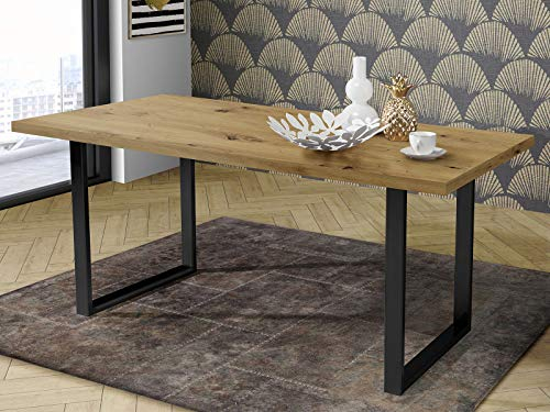 möbelando Esszimmertisch Speisetisch Küchentisch Holztisch Esstisch Tisch Talbert XV Artisan Eiche/Schwarz