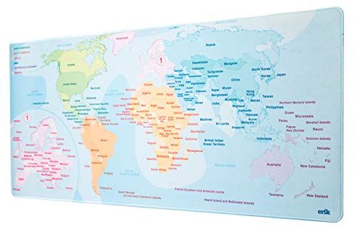 Grupo Erik World Map XXL Mouse Mat - Desk Pad - 31.5 x 13.78 Non-Slip Rubber Base Mouse Pad, Gaming Mouse Pad, Keyboard Mouse Mat - World Map Desk Mat