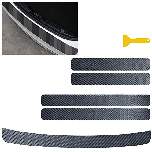 5 Stück Auto Einstiegsleisten Aufkleber Kantenschutz,MoreChioce Carbon Fiber Auto Kofferraum Stoßstangenschutz Abdeckung Gummi Stoßstange Lackschutzfolie Autotür Schutz Kratzschutzabdeckung