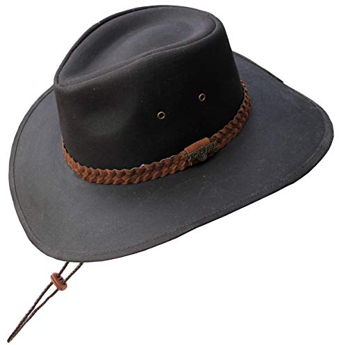 Foxfire Outback Trail Oilcoth Oilskin Rainier Hat Schwarz oder Braun, Braun, MEDIUM