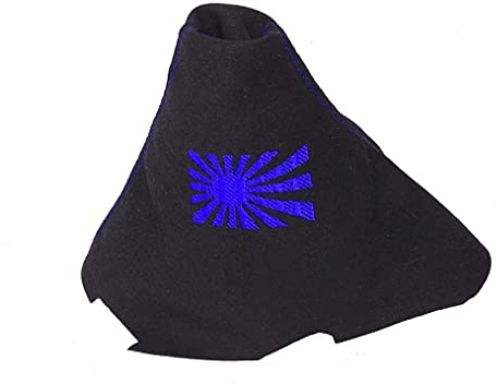 The Tuning-Shop Ltd Schaltsack kompatibel mit Honda Civic MK9 Schrägheck Tourer Wildleder Stickerei (blaue Stickerei).