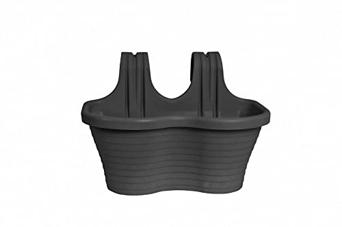Tamersgifts Easy Hang Garden Hanging Plant Pots Flower Pots Trough Garden Fence Balcony Railing Flower Pot (Gunmetal Grey, Medium)