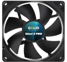 Gelid Solutions Silent 9 PWM Black | 92mm Lüfter | Leiser Betrieb | Optimierte Lüfterflügel | Hoher Luftstrom | 4-Pin-Anschluss | RPM 1500 | 92x92x25mm | Schwarz