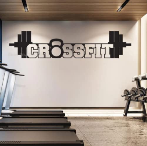 Sport Crossfit Langhantel Hantel Bodybuilding Zimmertür Aufkleber Fitnessstudio Studio Vinyl Wandaufkleber Wanddekor Zubehör 56cmx13cm