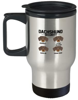 Taza de viaje de café divertida para amantes de los perros salchicha