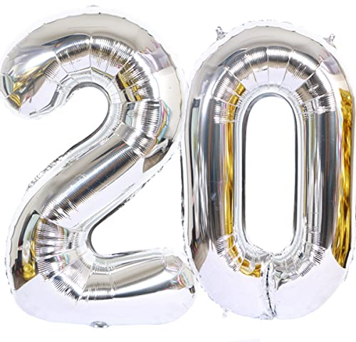 Helium Luftballons 20 Silber Geburtstagsdeko 40 Party Deko Supplies - Folienballon Mann Frau Ballon Silber