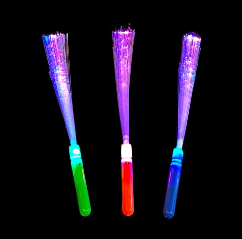 3 Stück LED Leuchtstab Glasfaser Blinkstab Partystab Leuchtwedel 36cm in 3 Farben - Hochzeit Konzert Party Geburtstag Firmenfeier