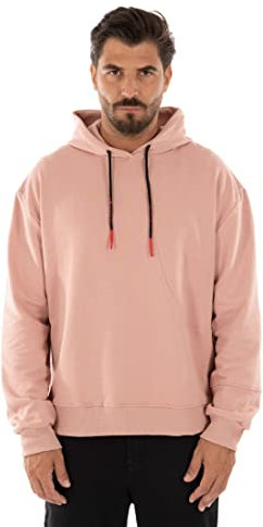 Ciabalù Felpa Uomo con Cappuccio Invernale Cotone Made in Italy Slim Fit (as6, Alpha, l, Regular, Regular, Rosa, L)