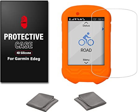 Chooee 4D Silicone case for Garmin Edge 530 Anti Drop Protective Cover with Screen Protector Orange