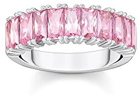 Thomas Sabo Damen Ring aus Sterling-Silber mit Zirkonia-Steinen in Pink, Gr. 52, TR2366-051-9-52